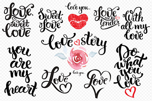 Valentine S Day Lettering Set