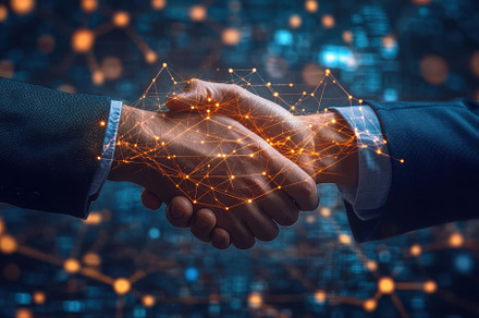 Digital Handshake Business Partnersh, a Background Photo by Pixeness