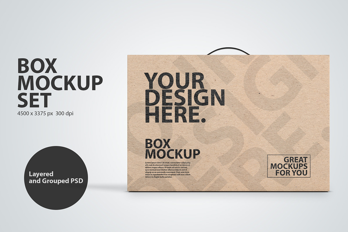 Kraft Box with Handle Mockup, a Packaging Mockup by GreatFruit (Photo 1 of 7)
