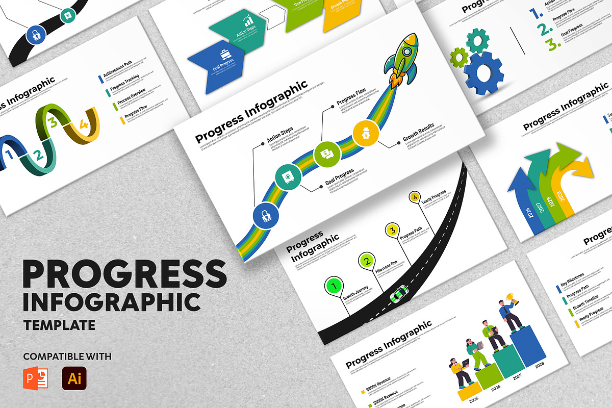 Progress Infographic, a Presentation Template by Mighty-Slide (Photo 1 of 5)