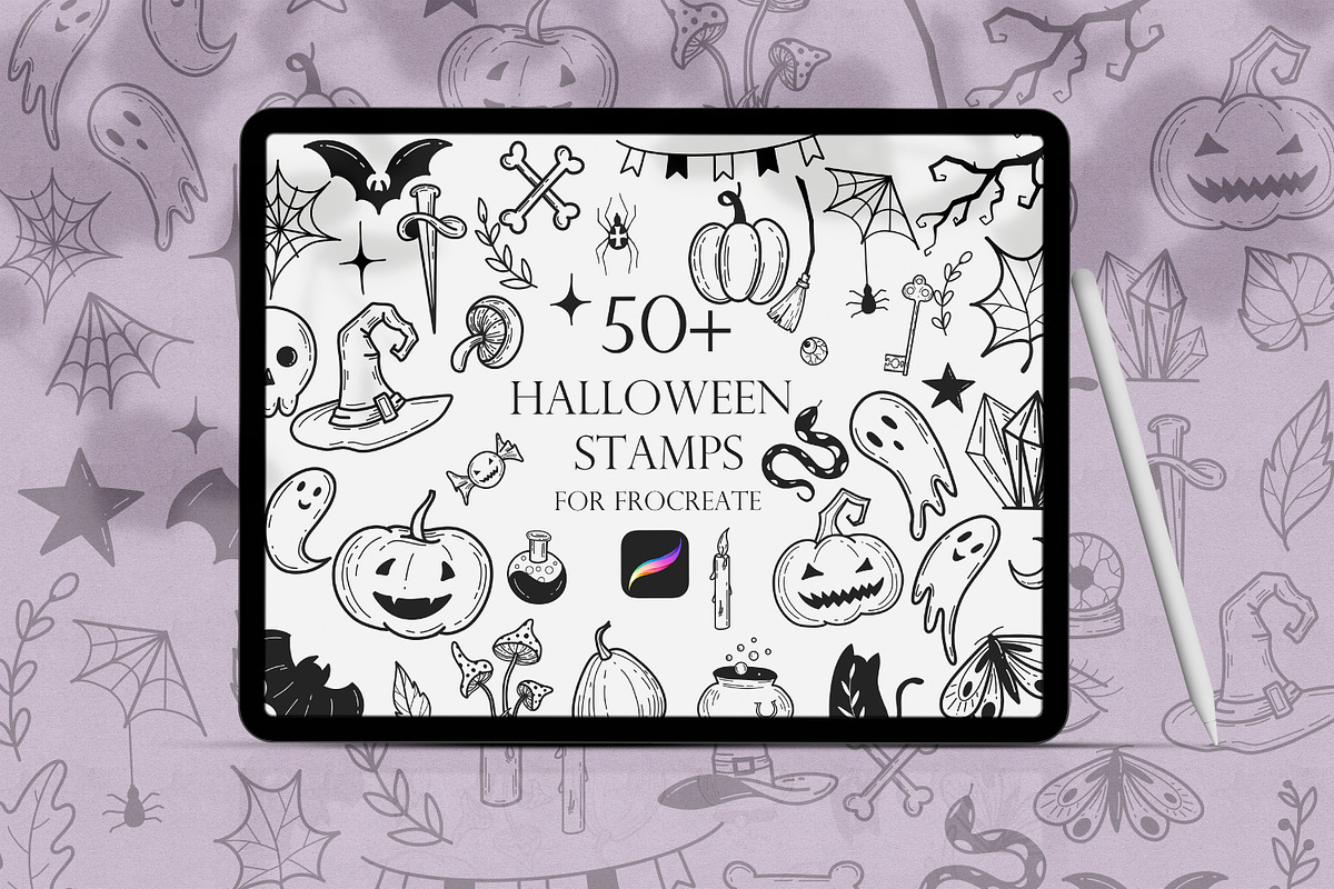 Halloween Procreate Stamps, a Brush Add-On by Dervik Art Store (Photo 1 of 6)