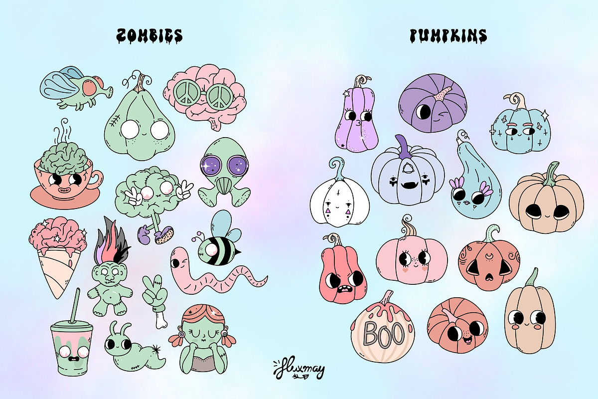 Pastel Goth Halloween creepy bundle, a Seasonal Illustration by Huxmay (Photo 3 of 16)