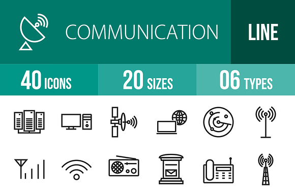 40 Communication Line Icons preview 4