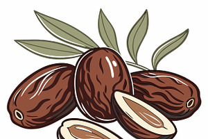 Ripe dates leaves and sliced fruit, a Food Illustration by SouravDesign
