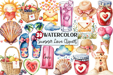 Summer Love Set Clipart, an Illustration by Rose Art