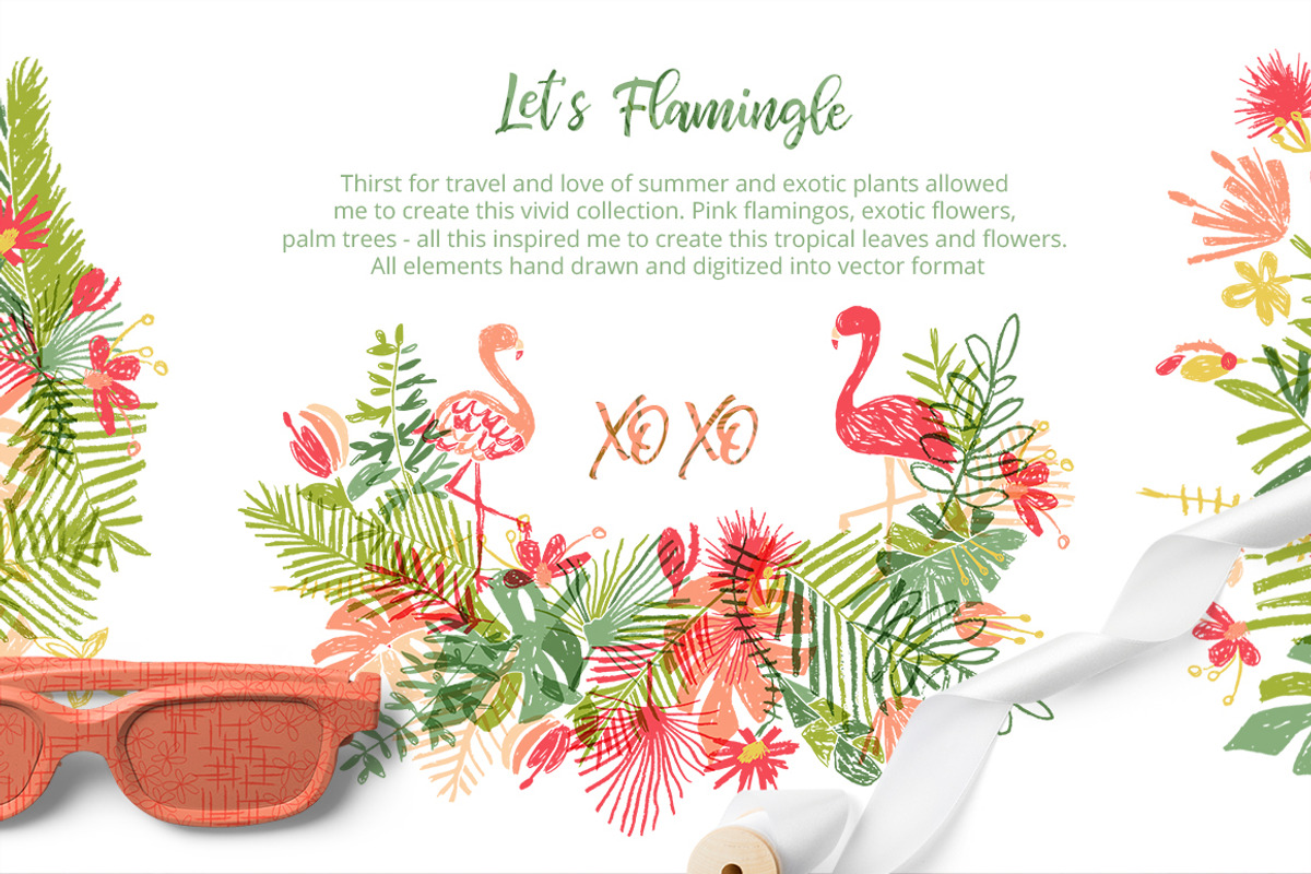 Let's Flamingle tropical collection, a Decorative Illustration by antuanetto (Photo 7 of 16)