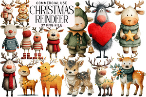 Christmas Reindeer Clipart, an Illustration by Daily.Designs