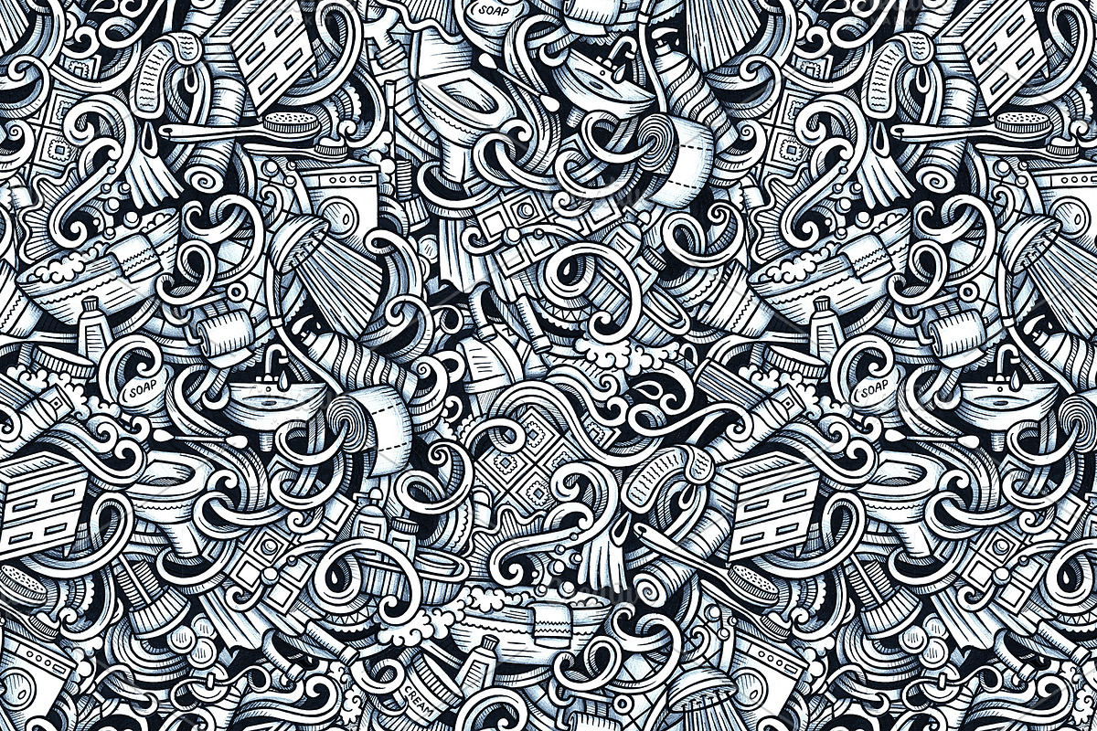 Bathroom Graphics Seamless Patterns, a Pattern Graphic by BALABOLKA (Photo 5 of 7)