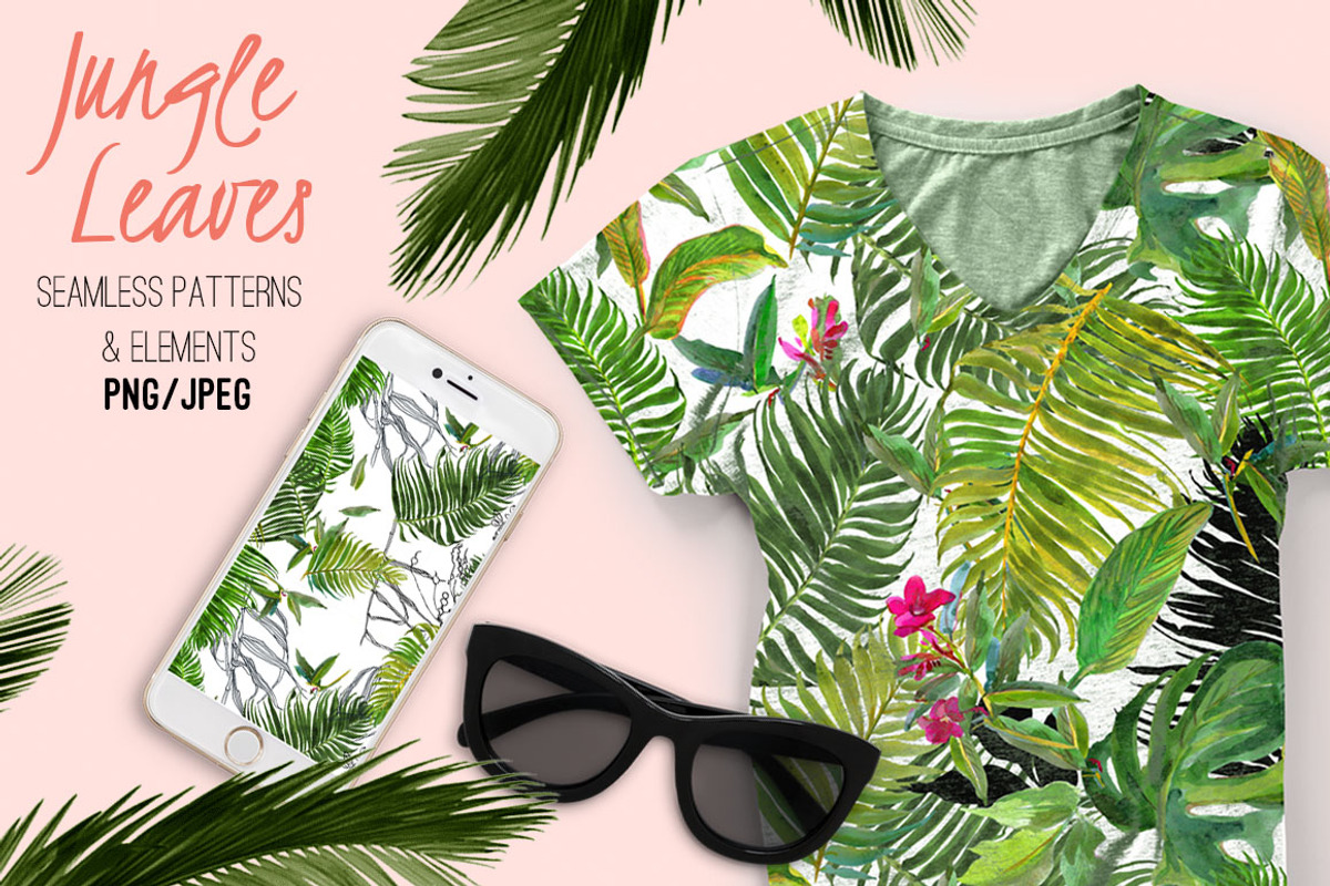 Jungle Leaves. Watercolor Set, a Pattern Graphic by Irina Dolgikh (Photo 6 of 8)