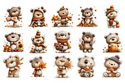 Cute Autumn Bear PNG Clipart Bundle, a Seasonal Illustration by Nicolle's Colorful Art (Thumbnail 2 of 5)