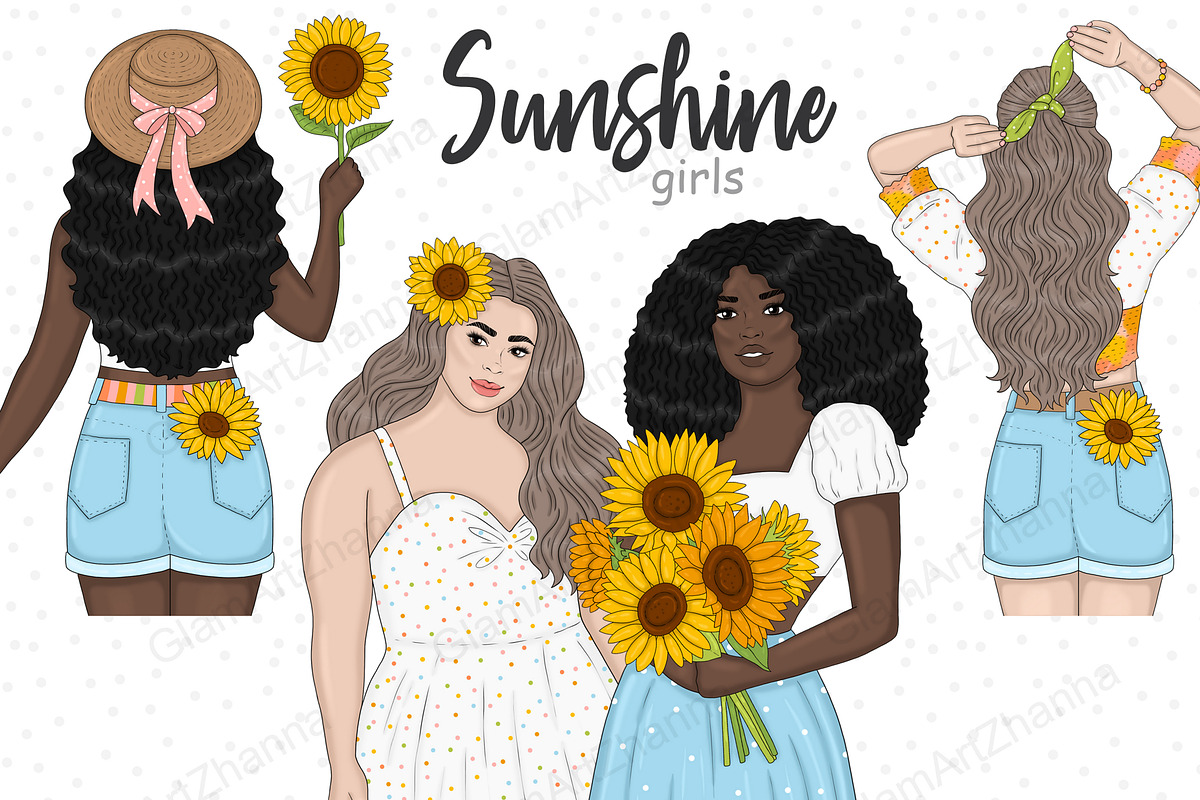 Sunshine Girls Clipart, a Person Illustration by GlamArtZhanna (Photo 1 of 5)