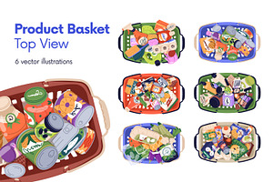 Supermarket baskets full of products, a Food Illustration by Good Studio