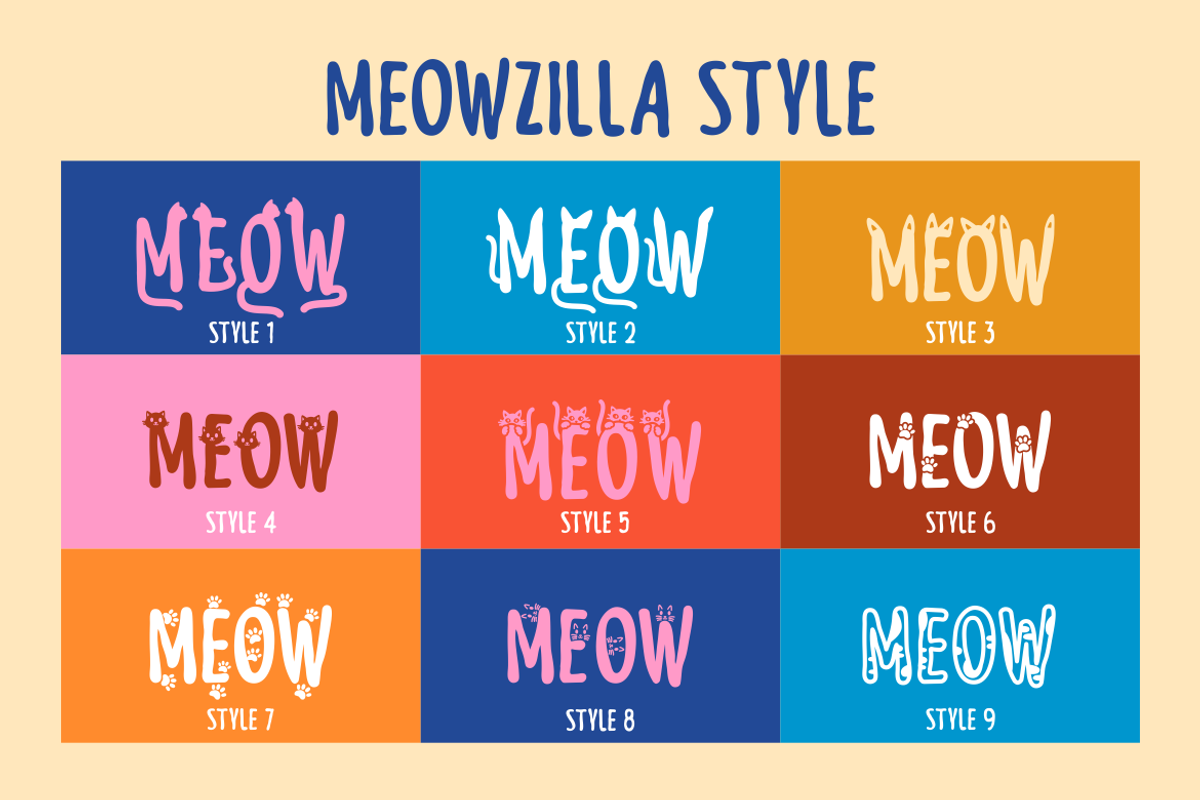 Meow Zilla - Display Cat Theme Font, a Font by PutraCetol Studio (Photo 4 of 11)
