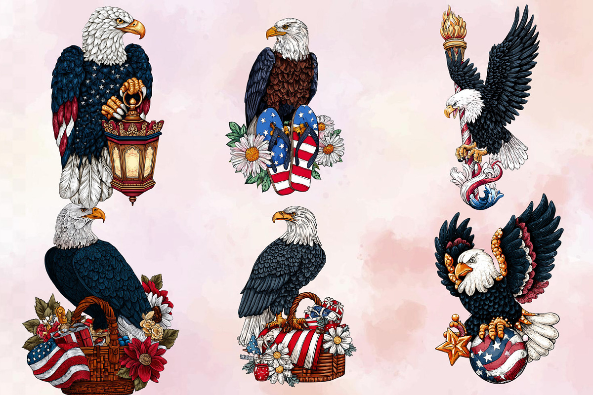 4th of July Eagle Patriotic Clipart, an Illustration by SVGArt (Photo 2 of 9)