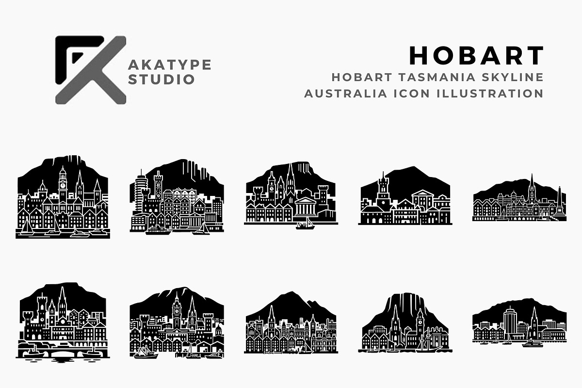 Hobart Skyline Icons, a Solid Icon by Akatype Studio (Photo 1 of 3)