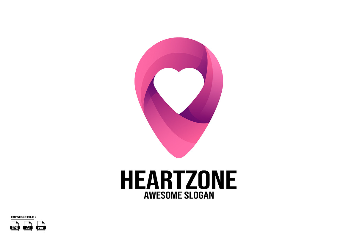 Heart with place gradient logo, a Branding & Logo Template by LOGTURNAL