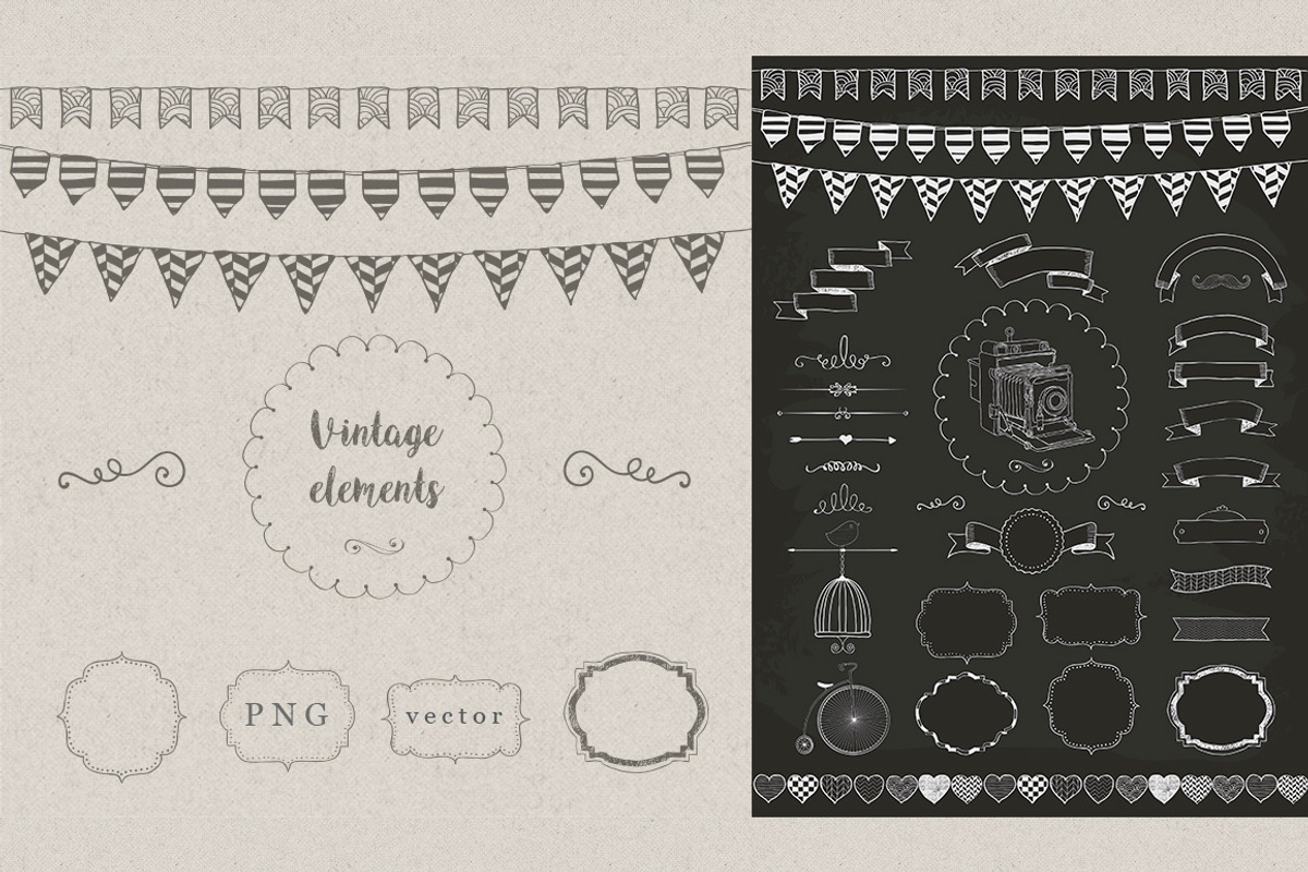 Hand Drawn Ribbons and Frames