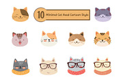 10 Adorable Kitty Head Illustration, an Illustration by jongcreative (Thumbnail 1 of 4)