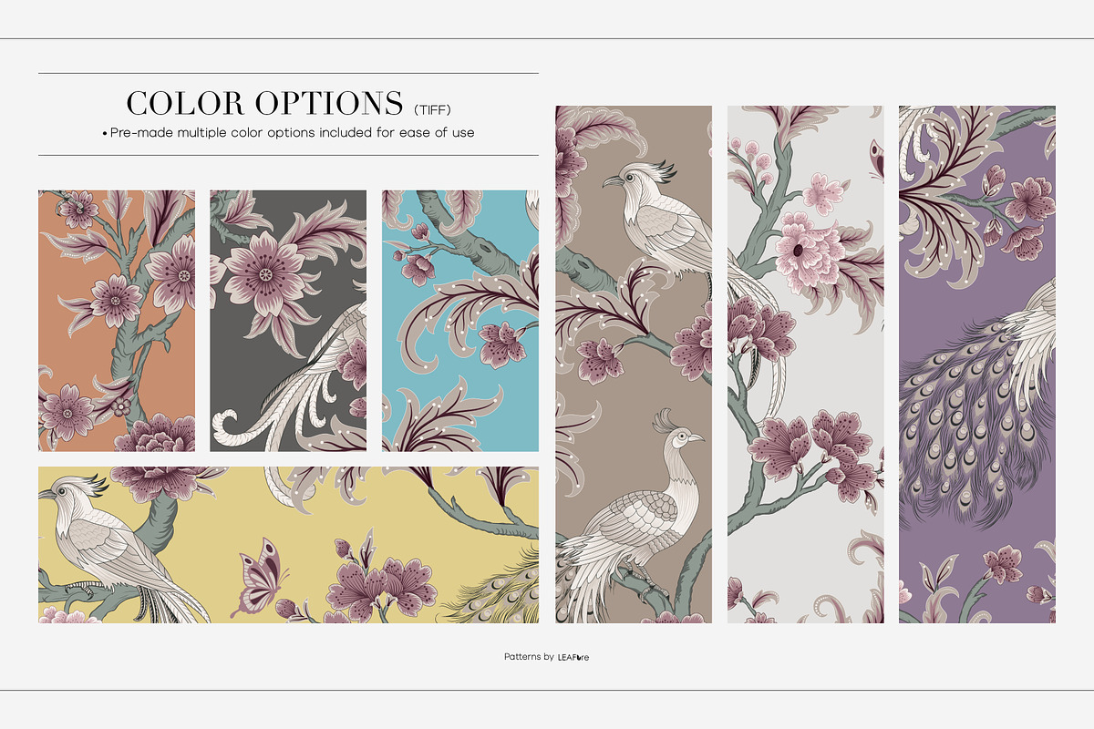 Botanical Chinoiserie Patterns, a Pattern Graphic by LEAFure (Photo 2 of 13)
