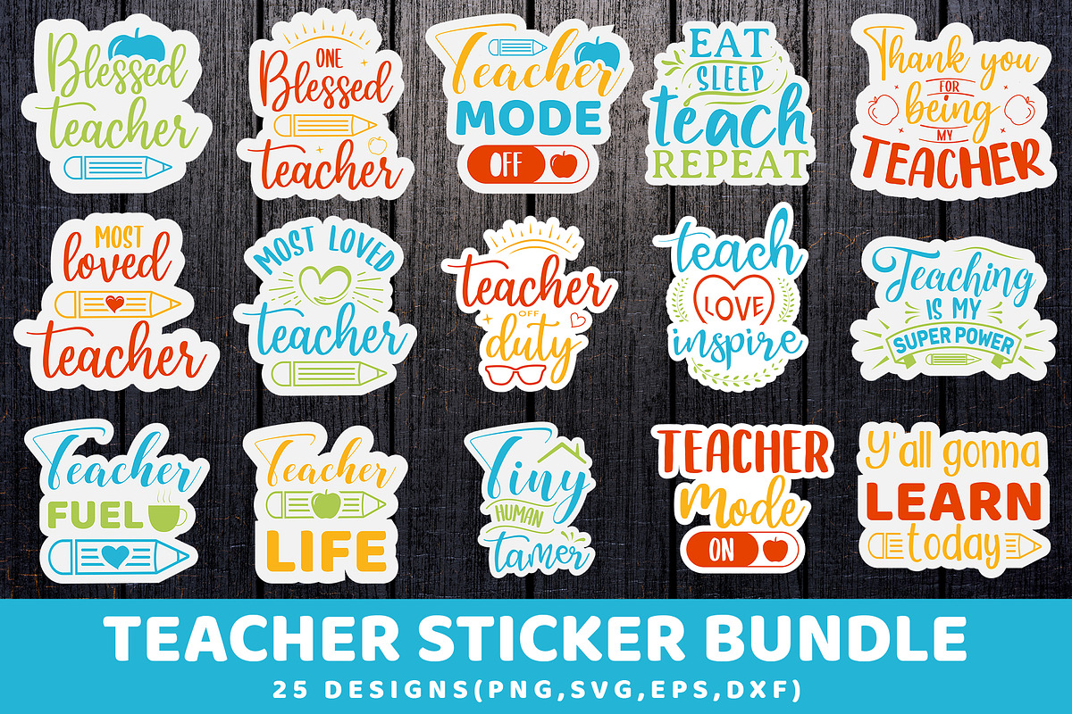 Teacher Sticker SVG Bundle, an Education Illustration by thefutive (Photo 1 of 4)