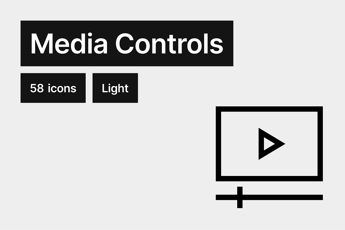 Media Controls Light - 58 icons, an Outline Icon by Pictomate (Photo 1 of 7)