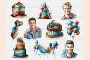 Mans Birthday Clipart, a Person Illustration by GlamArtZhanna (Thumbnail 4 of 5)