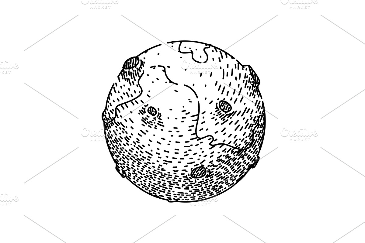 mars planet sketch hand drawn vector, an Illustration by pikepicture