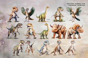 Watercolor Baby Dinosaurs