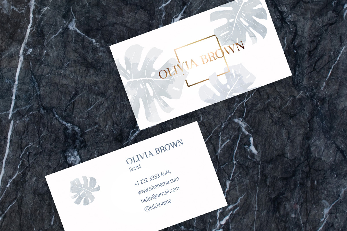 Feminine business card with Monstera, a Business Card Template by ARg Design (Photo 5 of 6)