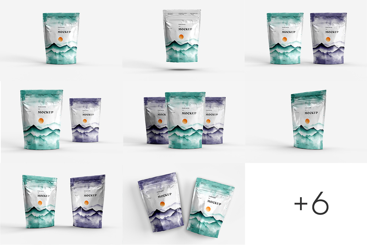 Stand Up Zip Lock Pouch Mockup Set, a Merchandise Mockup by dpi (Photo 2 of 16)