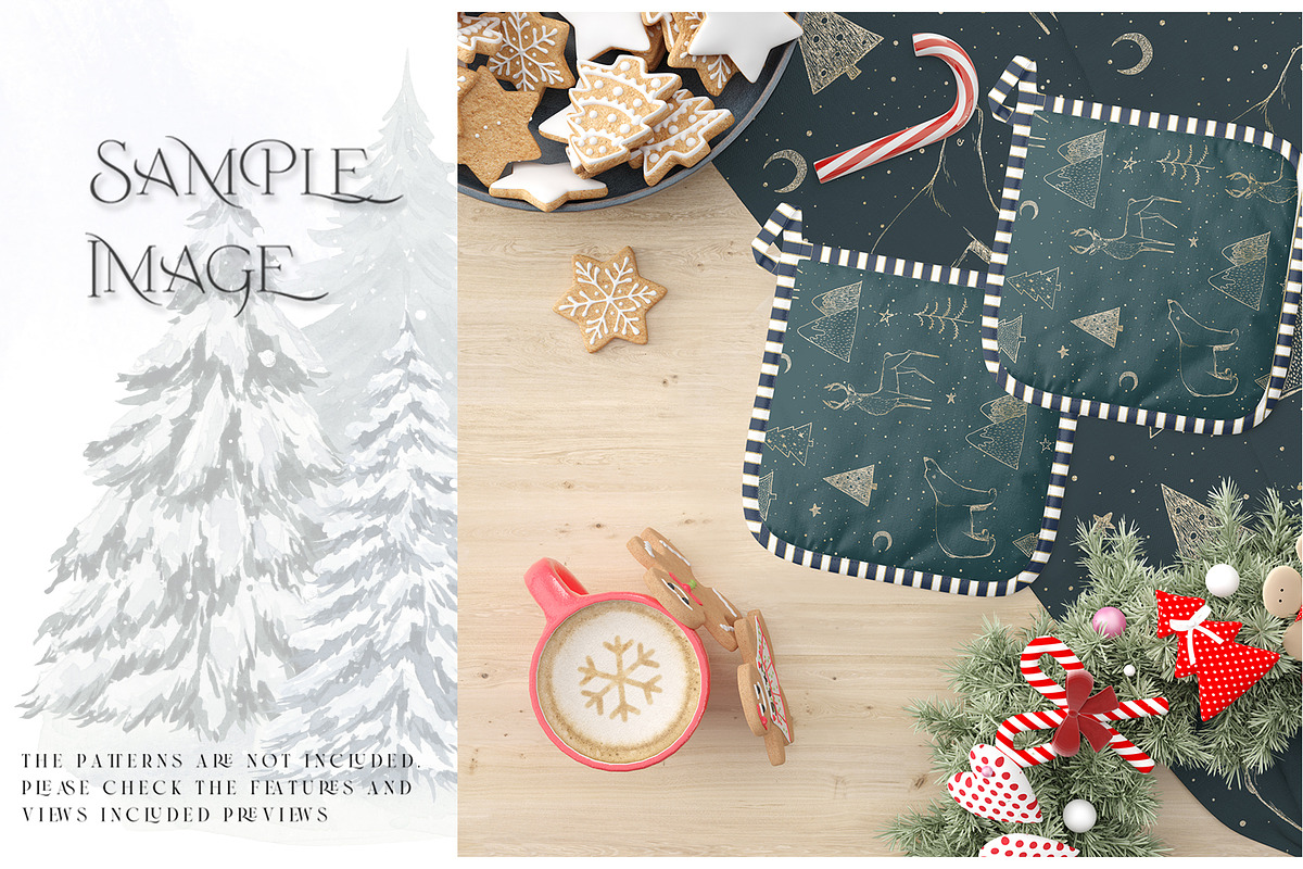 Christmas Oven Mitt & Potholders, a Product Mockup by mock-ups (Photo 5 of 16)