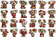 Whimsical Valentine s Koala Clipart, an Illustration by Sublimation Artist (Thumbnail 2 of 6)