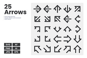25 Arrows Icons, an Object Illustration by erifqizeicon