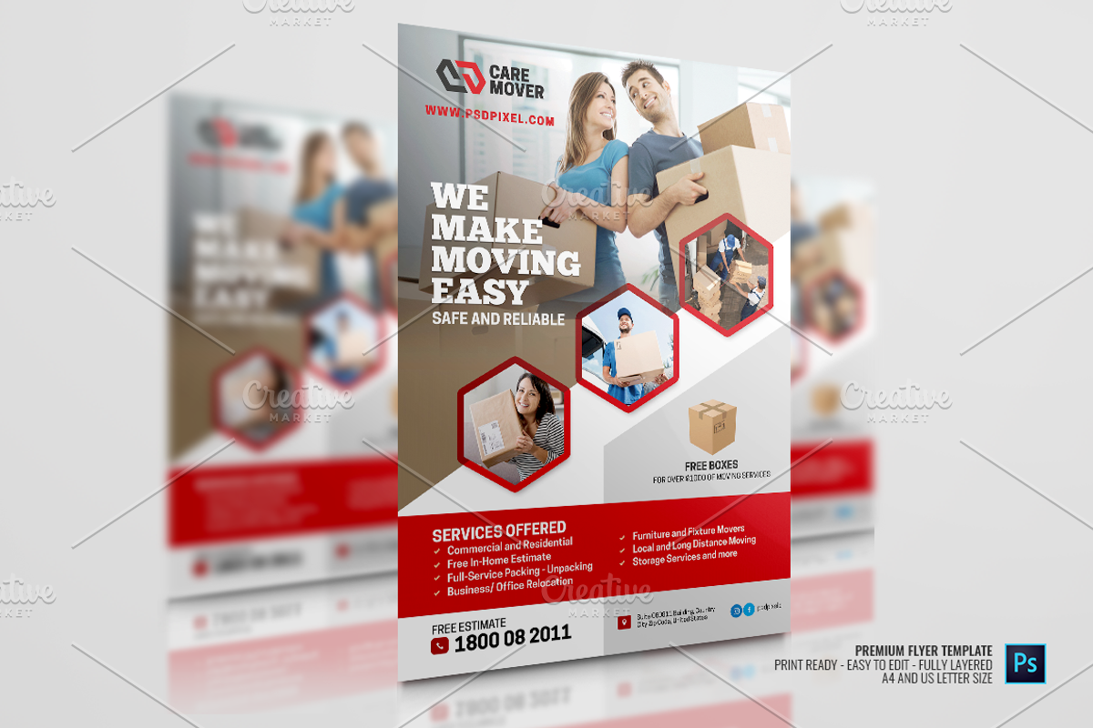 Moving Company Promotional Flyer, a Flyer Template by PSDPixel