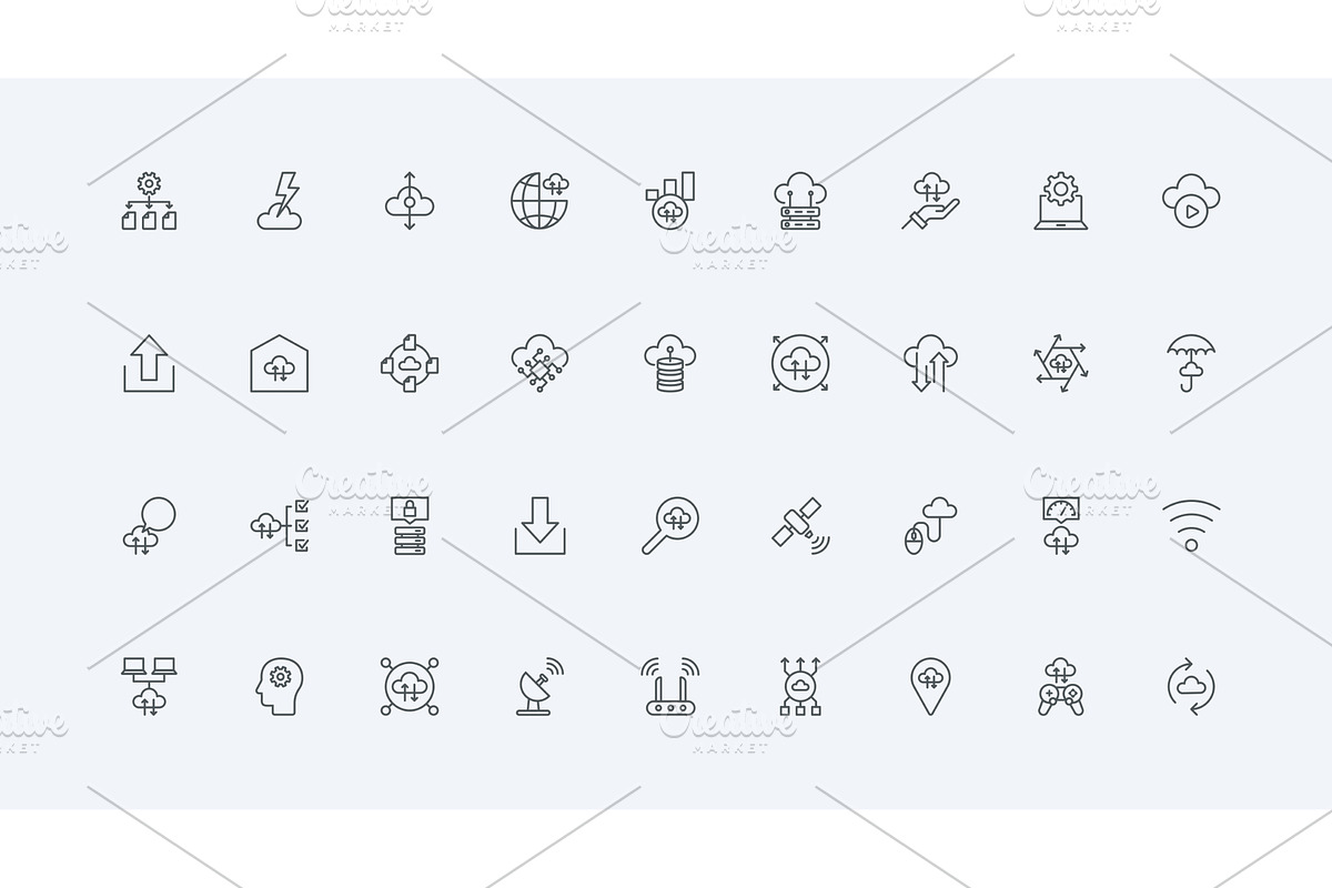 Cloud services digital data icons, a Technology Illustration by Lemberg Vector