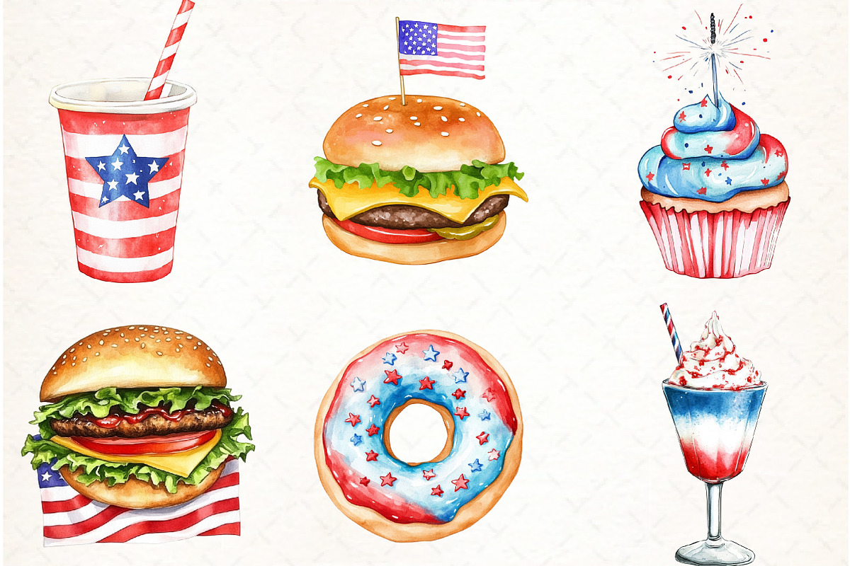 4th of July Fast Food Sublimation, an Illustration by Watercolor design (Photo 4 of 4)