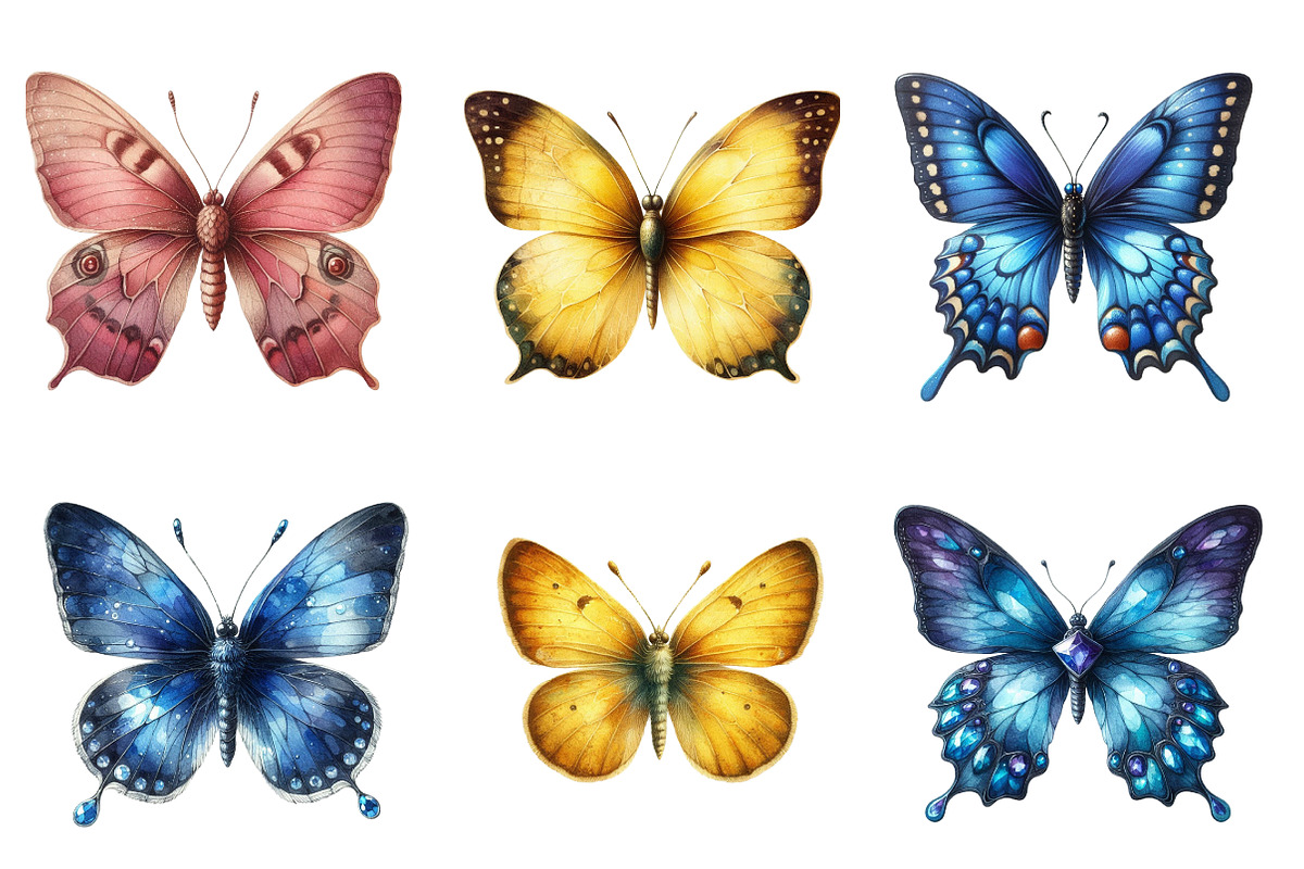 Vintage Butterflies Clip Art, an Illustration by CreationArt (Photo 2 of 7)