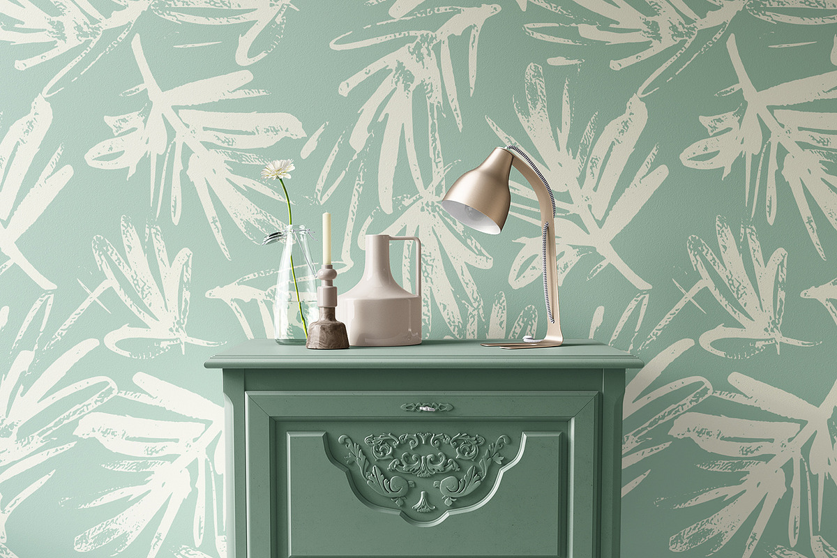 Summer Painted Palm Leaves, a Wallpaper Graphic by MalyskaStudio (Photo 2 of 15)
