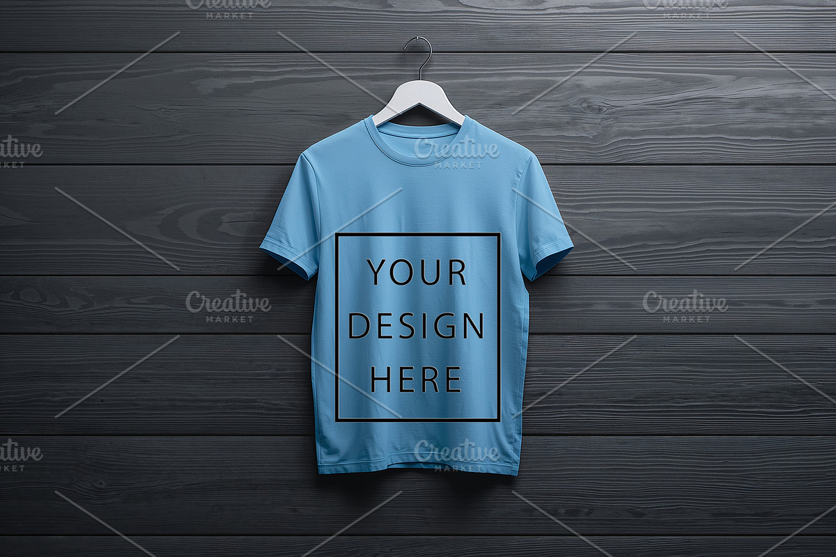 T-Shirt Mockup - Sky Blue Edition, a Shirt Mockup by ForhadGFX (Photo 11 of 12)