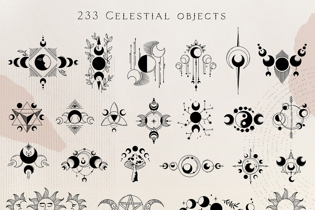 Moon flowers - celestial graphic kit, an Illustration by My Space Garden (Photo 5 of 18)