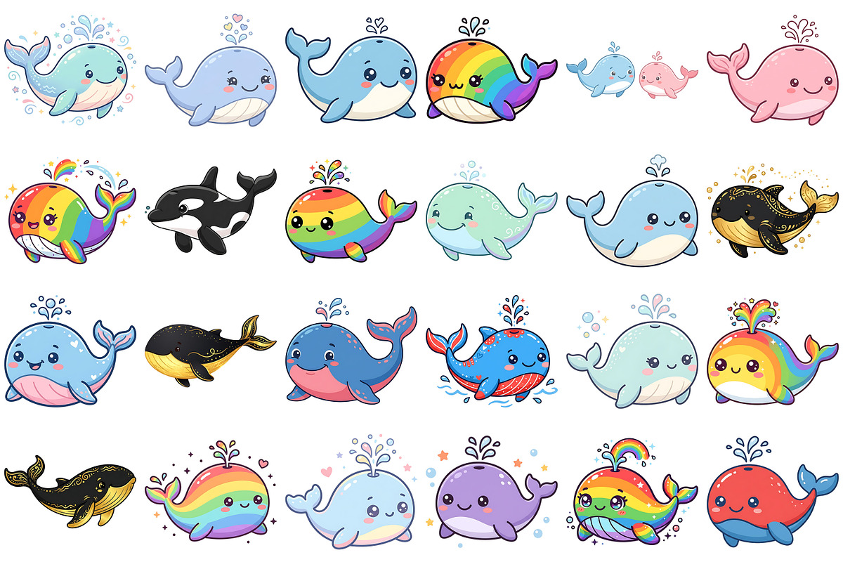Cute Whale Clipart, an Animal Illustration by Forhadx5 (Photo 4 of 7)