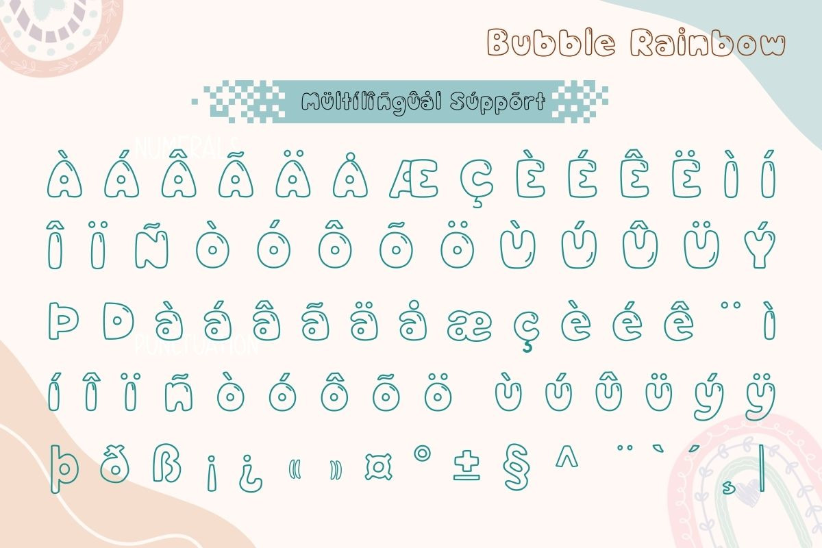 Bubble Rainbow - Outline Font, a Symbol Font by AnningArts (Photo 7 of 8)