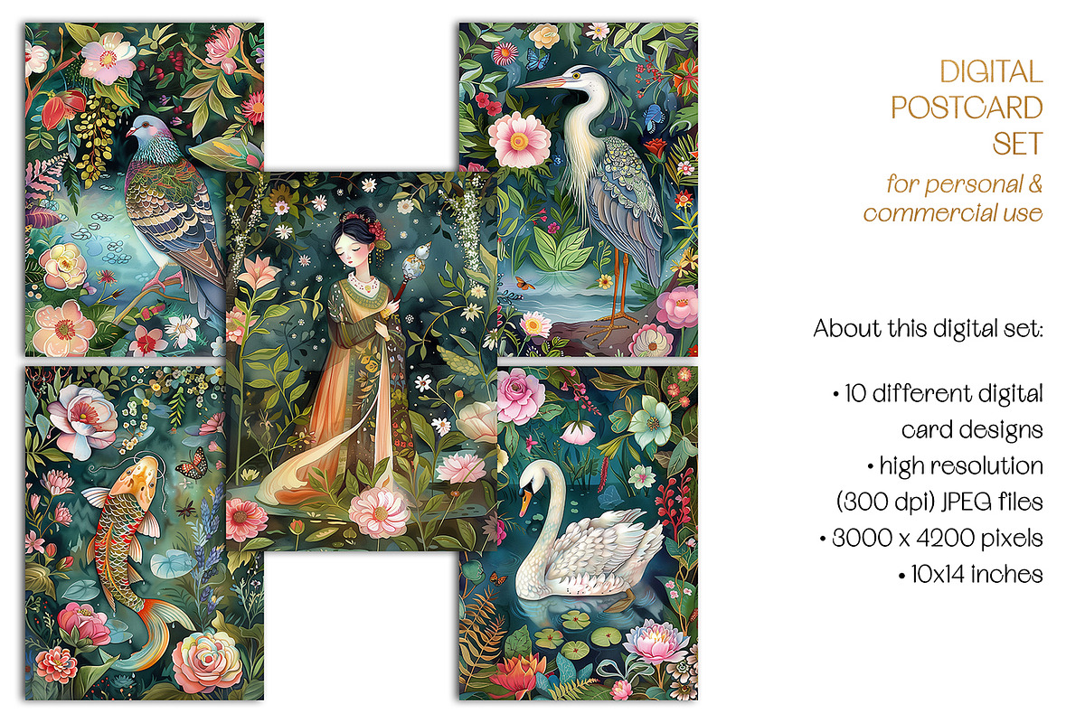 The Chinese Garden Postcard Set, a Decorative Illustration by The Dutch Lady Designs (Photo 5 of 6)