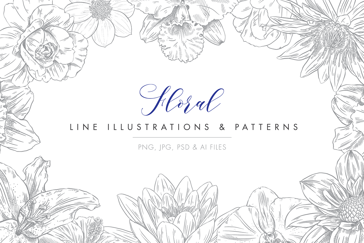 Line Floral Illustrations & Patterns, an Illustration by Riveros Illustration (Photo 1 of 11)