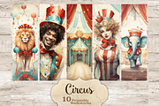 Circus Bookmarks Printable | Vintage, a Sport Illustration by GlamArtZhanna (Thumbnail 1 of 3)