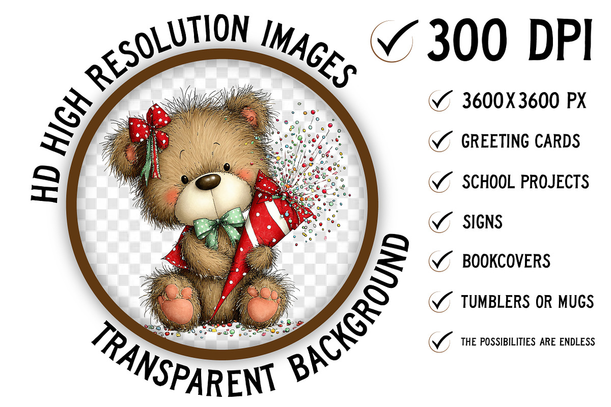 Whimsical Birthday Teddy Bear PNG, an Illustration by Craft Nest (Photo 2 of 11)