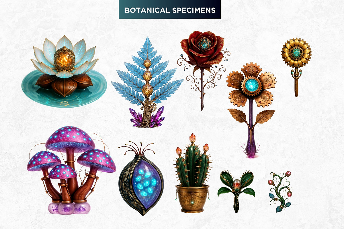 Steampunk Botanical Expedition PNG, a Decorative Illustration by ThatsDesignArt (Photo 6 of 10)