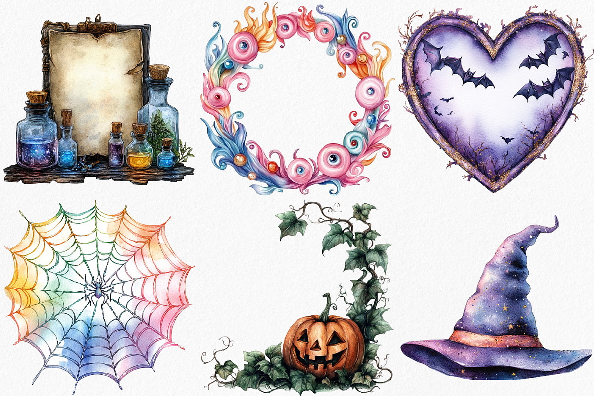 Watercolor Whimsy Halloween Frames, an Illustration by Canvas Craft (Photo 2 of 8)