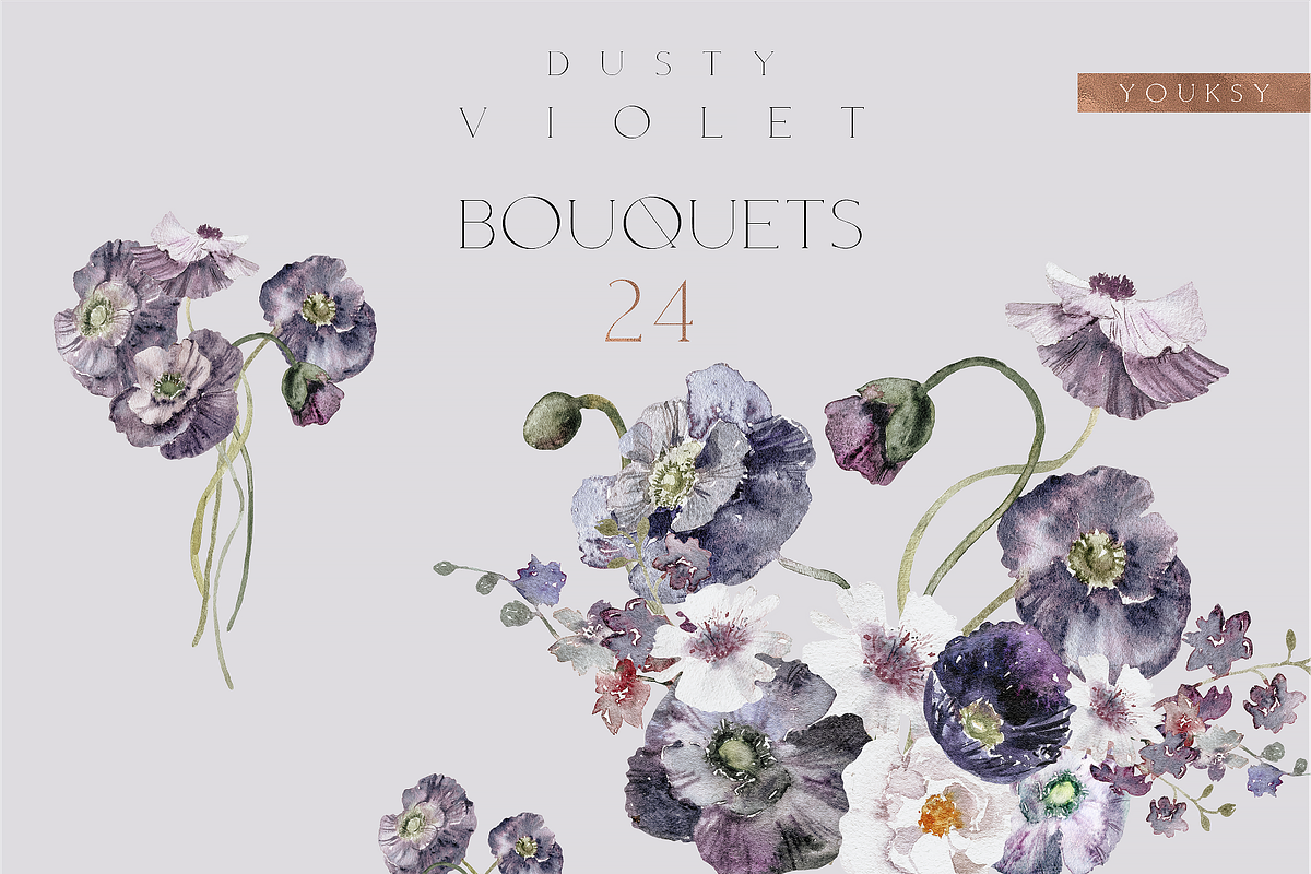NEW! Dusty Violet collection, a Decorative Illustration by Youksy (Photo 5 of 11)