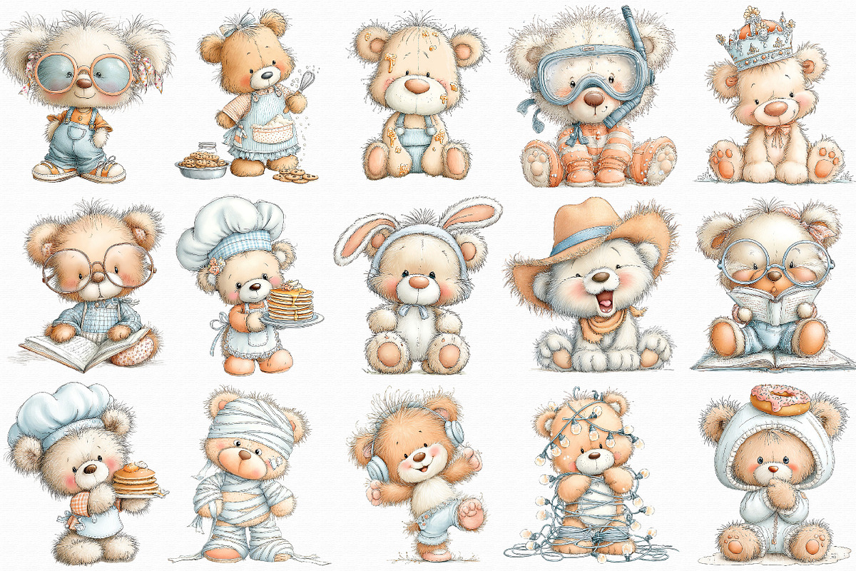 Funny Teddy Bear Clipart, an Illustration by Libby Wishes (Photo 6 of 7)